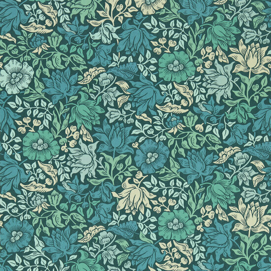 Clarke &amp; Clarke William Morris Designs - Blauw W0173/02 Behang