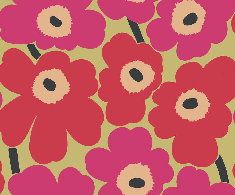 HookedOnWalls Marimekko Volume 07 (incl. Gratis Lijm*) 25905 Metallic Goud / Roze / Rood / Oranje / Zwart