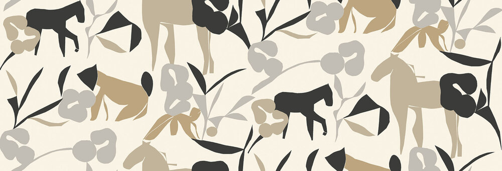 HookedOnWalls Marimekko Volume 07 (incl. Gratis Lijm*) 25926 Grijs / Zwart / Beige / Cr&egrave;me