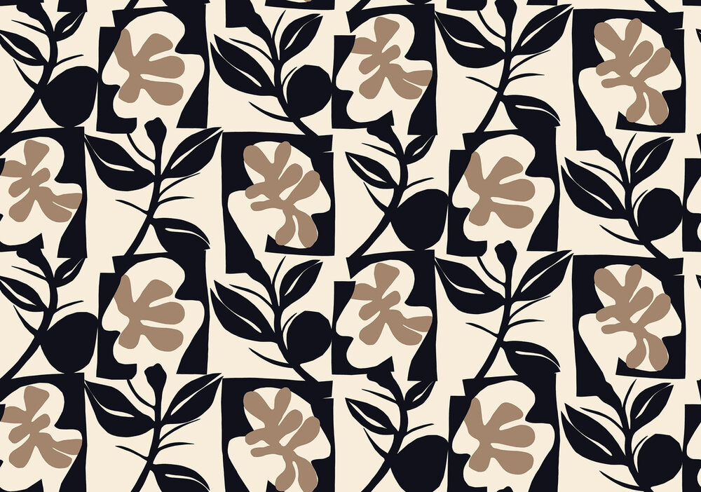 HookedOnWalls Marimekko Volume 07 (incl. Gratis Lijm*) 25946 Taupe / Cr&egrave;me / Zwart