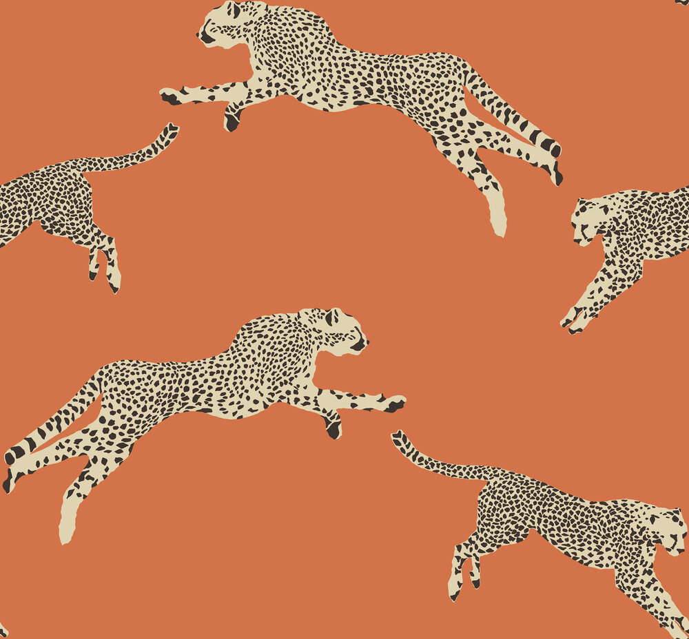 HookedOnWalls Scalamandre (incl. Gratis Lijm*) JV26017 Cr&egrave;me / Zwart - Antraciet / Oranje