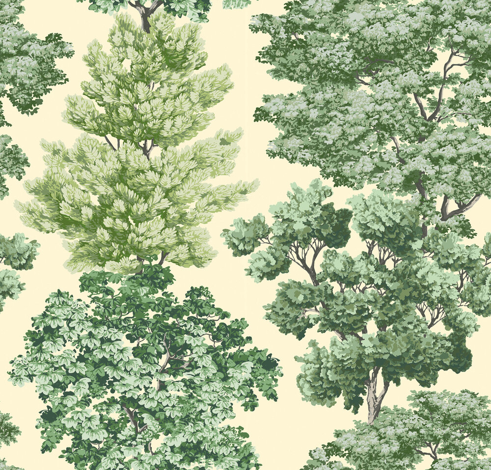 HookedOnWalls Scalamandre (incl. Gratis Lijm*) JV26040 Cr&egrave;me / Groen