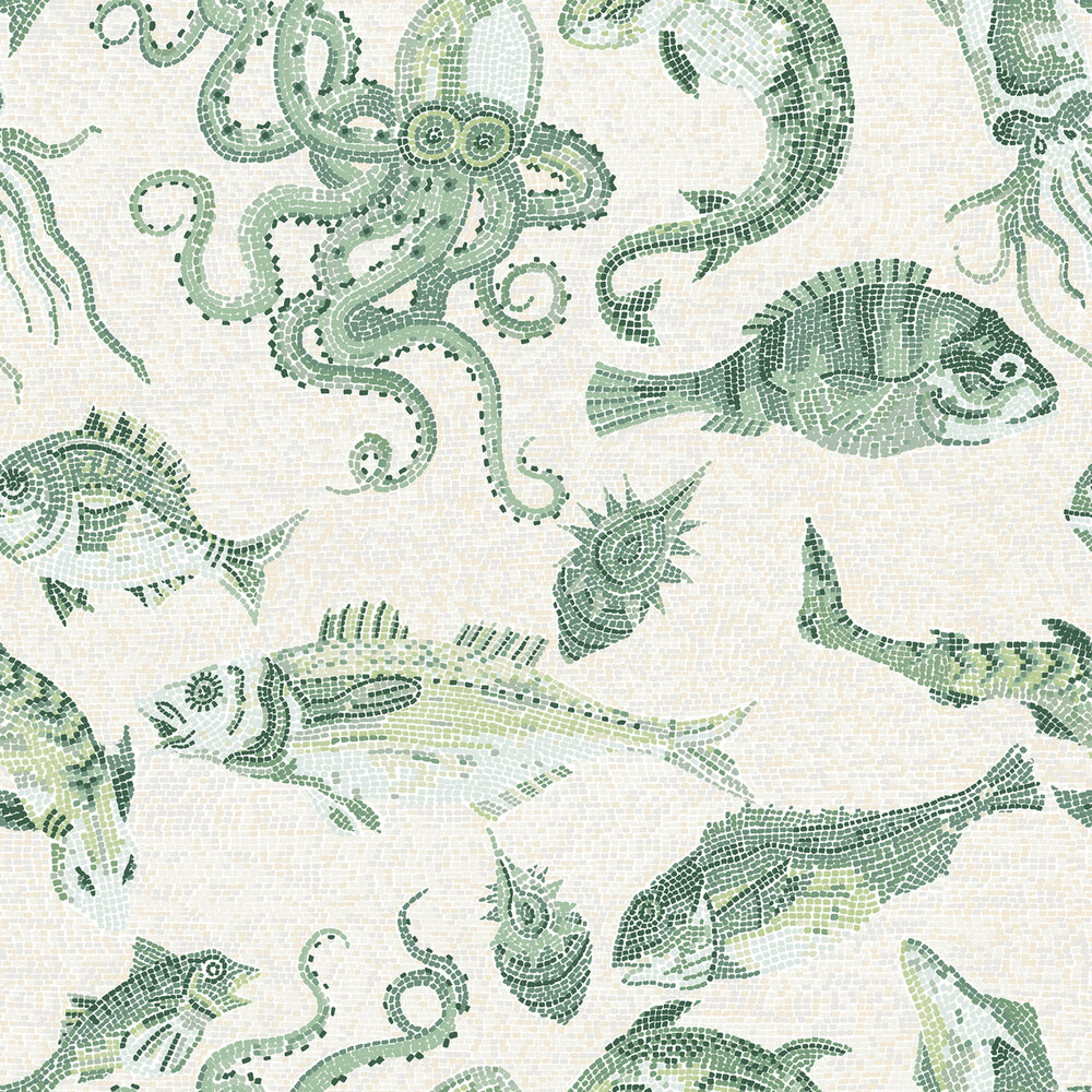 HookedOnWalls Scalamandre (incl. Gratis Lijm*) JV26049 Wit / Groen