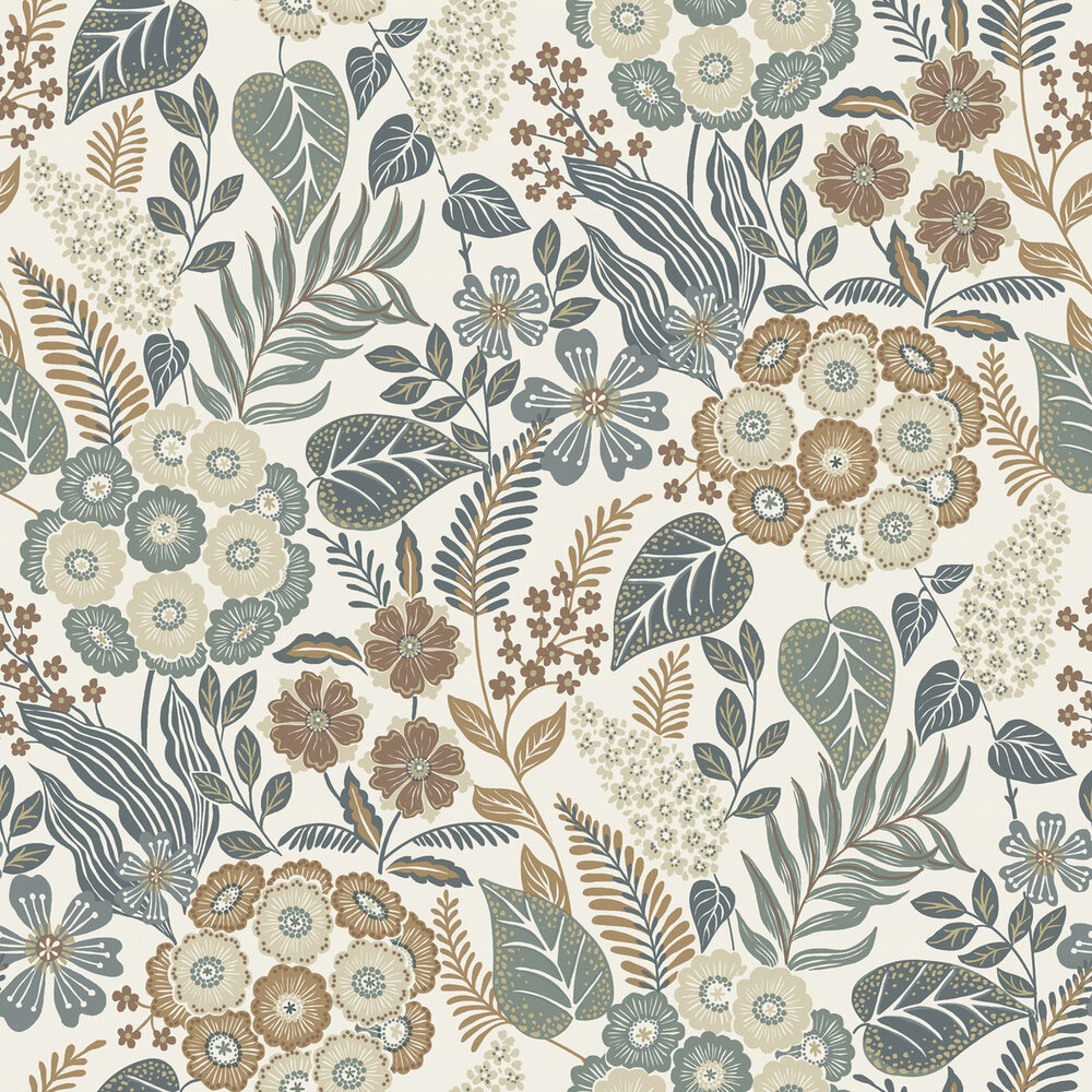 Dutch Wallcoverings Karuna A76601 - Blauw / Beige