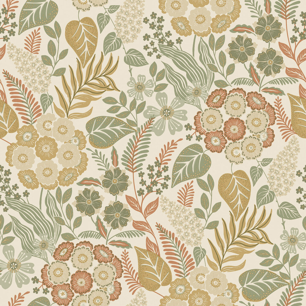 Dutch Wallcoverings Karuna A76602 - Beige / Groen