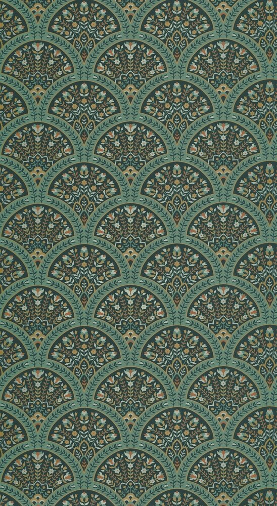 Casadeco Heritage (incl. Gratis Lijm*) HETA201197433 - Groen / Goud / Oranje / Zilver
