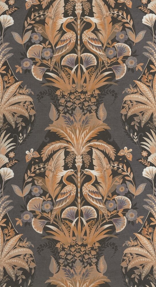 Casadeco Heritage (incl. Gratis Lijm*) HETA201229411 - Zwart / Grijs / Oranje / Beige