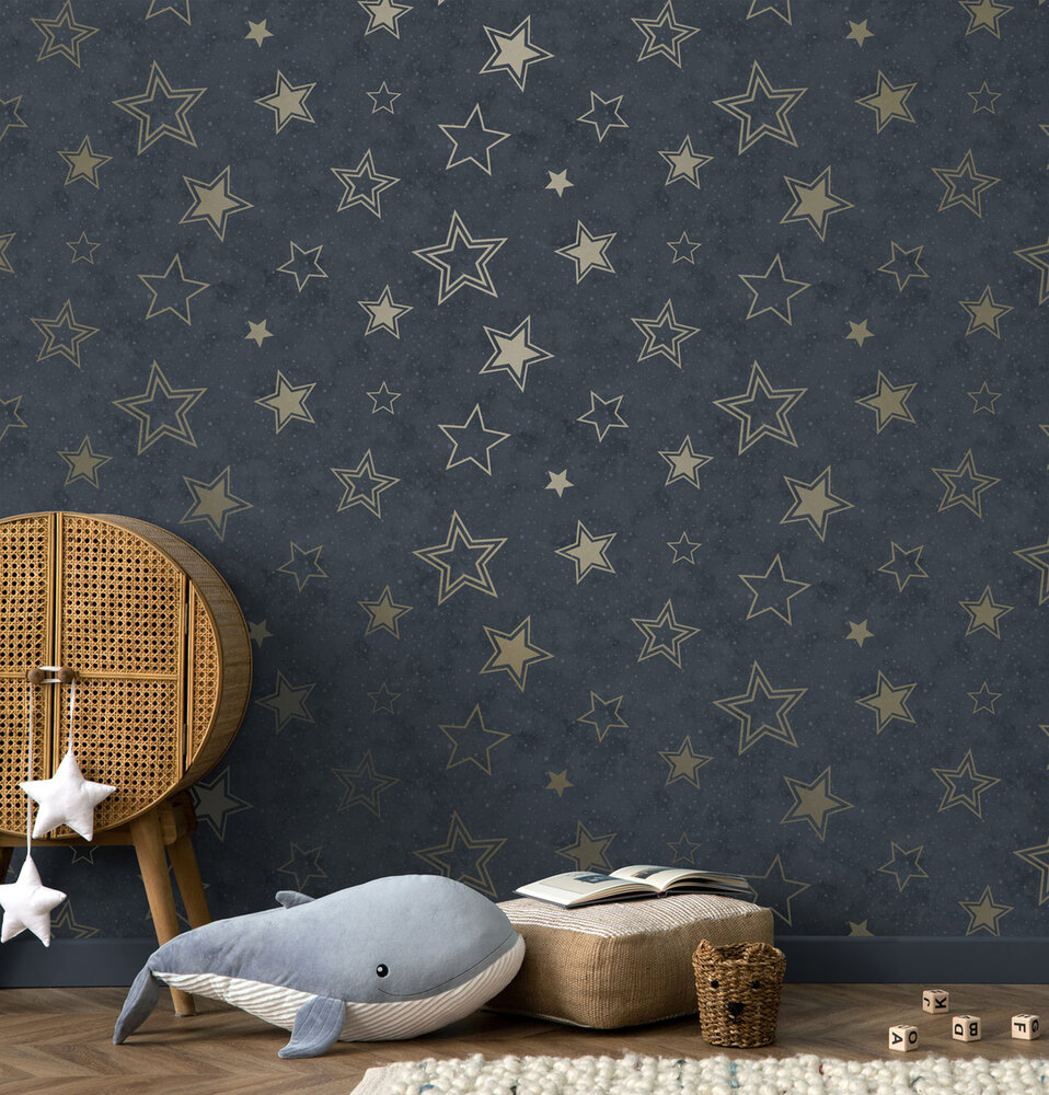 Dutch Wallcoverings Adventure Awaits Blauw Goud 14061