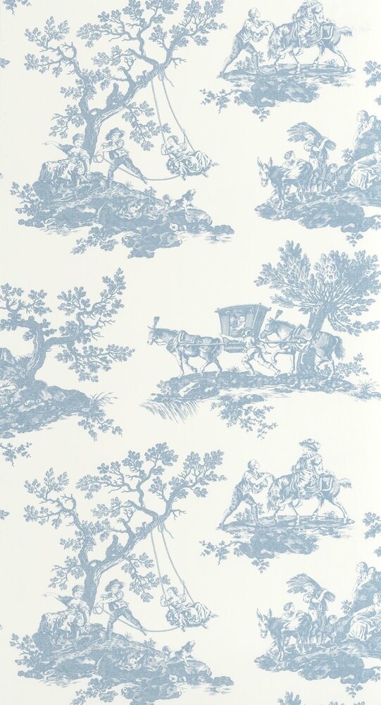 Casadeco Les Belles Toiles De Jouy 2 BTJD201696202 (incl. Gratis Lijm*) Blauw