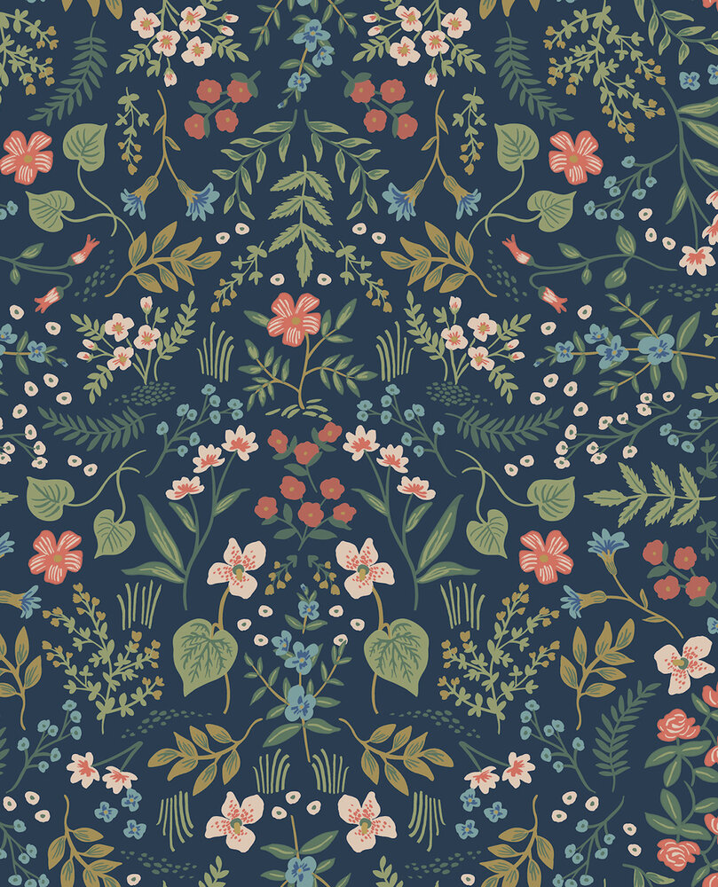 Eijffinger Rifle Paper co. RI5154 (incl. Gratis Lijm*) Goud / Blauw / Groen / Rood