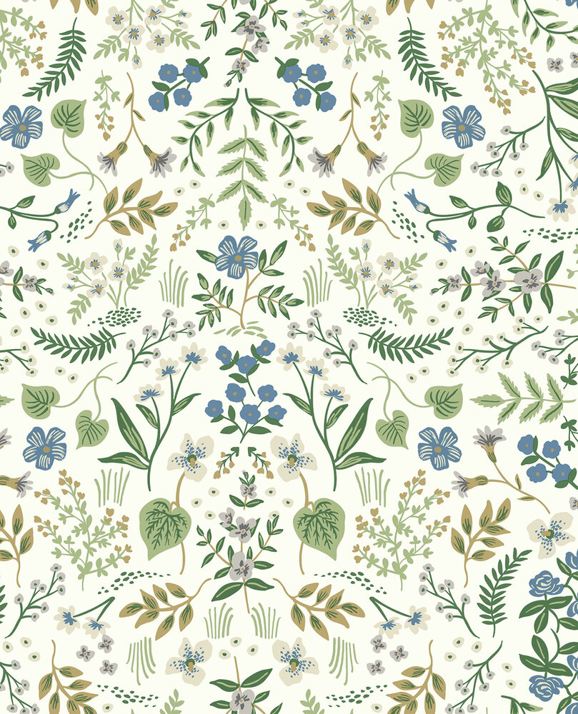Eijffinger Rifle Paper co. RI5155 (incl. Gratis Lijm*) Wit / Goud / Blauw / Groen