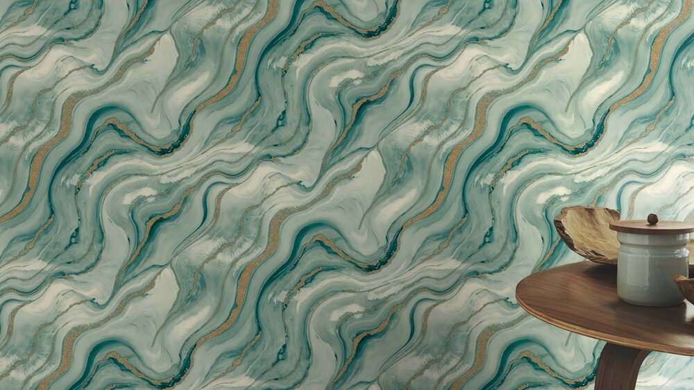 Rasch Factory VI 497632 Wit / Groen / Goud