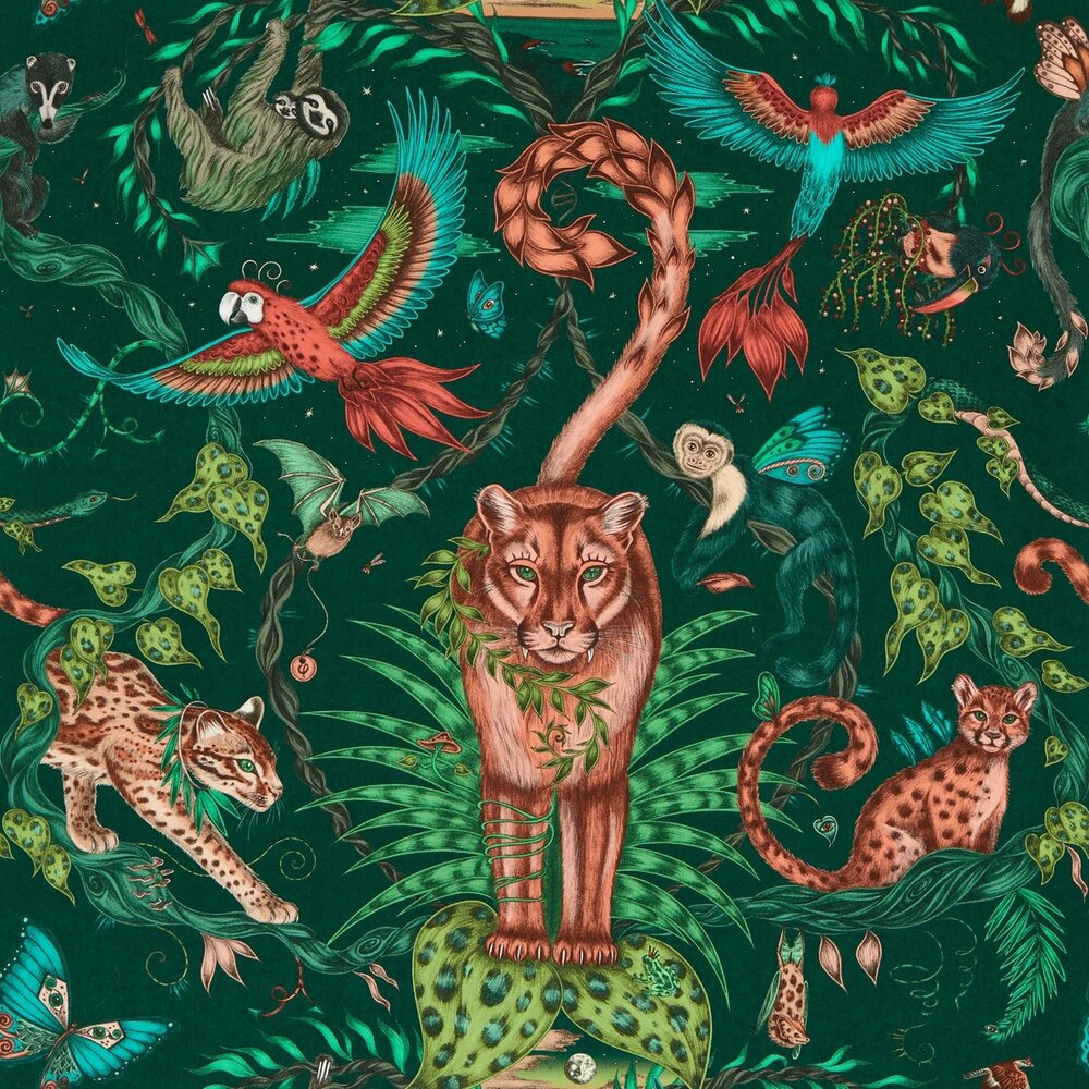 Clarke &amp; Clarke Emma Shipley Mythica Wallcoverings W0213/02 Groen
