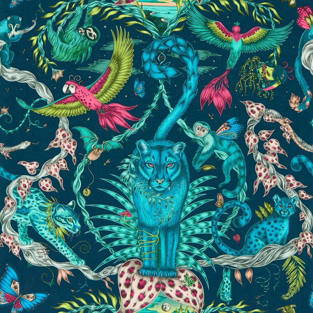 Clarke &amp; Clarke Emma Shipley Mythica Wallcoverings W0213/03 Blauw