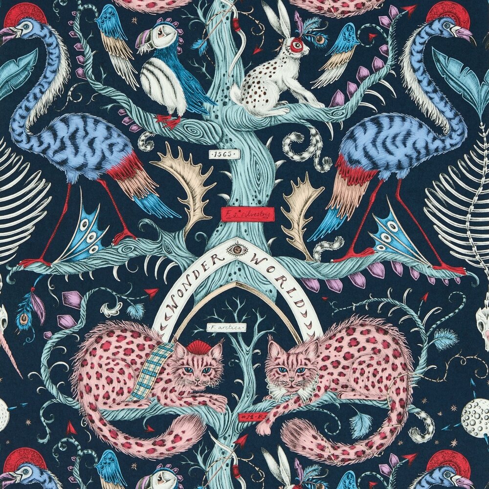Clarke &amp; Clarke Emma Shipley Mythica Wallcoverings W0219/01 Blauw