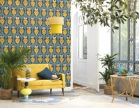 Casadeco Cuba CBBA84356404 (incl. Gratis Lijm*) - Geel / Blauw
