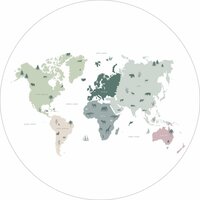 Esta Home|159010 World Maps Sticker Mintgroen Grijs Roze - Multicolour - Groen