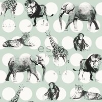 Everybody Bonjour behang 128713 - Zwart - Groen Behang