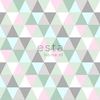 Everybody Bonjour behang 128706 - Roze - Groen - Grijs Behang