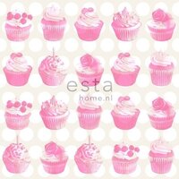 Everybody Bonjour behang 138723 - Wit - Roze Behang