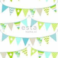 Everybody Bonjour behang 138719 - Turquoise - Groen Behang