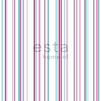 Esta StripesXL 115725 - Turquoise - Roze Behang