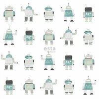 Esta Little Bandits 138938 - Groen - Blauw Behang