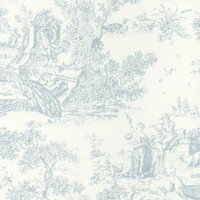 Casadeco Fontainebleau FONT81556102 - Blauw / Wit Behang