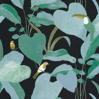 Caselio L&#039;Odyssee OYS101427922 - Groen / Zwart Behang