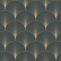 Esta Art Deco 139231 - Goud - Blauw Behang