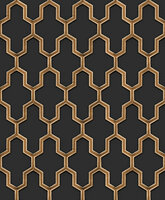 Dutch Wallcoverings Wall Fabric geometric black WF121025 Behang
