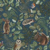 Esta Home Forest Friends Blauw Groen 139250 - Groen - Blauw Behang