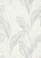 Dutch Wall Decor Fashion for Walls - bladeren wit zilver vlies Behang
