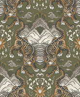 Dutch First Class Khalili 65911 Groen - Oranje Behang