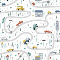 Noordwand Kids Walls Little Adventures 45844 Grijs - Groen - Geel - Rood Behang