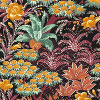 Casamance Ete Indien 75080406 - Rood / Zwart Behang