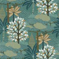 Casamance Nuit D&#039;Orient 75380610 - Groen / Geel Behang
