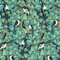 Casamance Printemps Viennois 74782876 - Blauw / Geel Behang