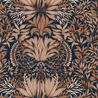 Casamance Square Jasmin 75733466 - Blauw / Oranje Behang