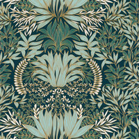 Casamance Square Jasmin 75733568 - Blauw / Groen Behang