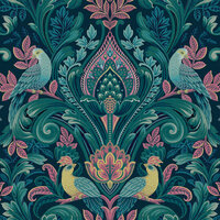 Dutch Wallcoverings Arcadia A67801 Blauw / Groen / Roze Behang