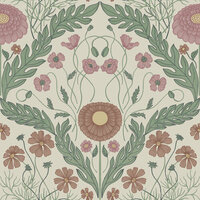 Dutch First Class Midbec Blomstermala 51002 - Groen / Roze Behang