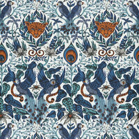 Clarke &amp; Clarke Animalia W0098/01 - Blauw Behang