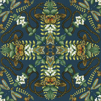 Clarke &amp; Clarke Botanical Wonders W0129/03 - Blauw Behang