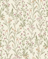 HookedOnWalls BLOMKVIST LILLY 29142 Cr&egrave;me / Groen Behang
