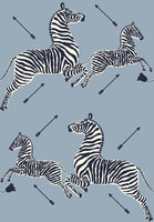 HookedOnWalls Scalamandre (incl. Gratis Lijm*) JV26004 Cr&egrave;me / Blauw