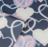 Arthouse Signature Collection behang Neon Heart Wall Navy Pink 925605