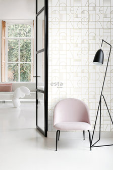 Esta Home Black &amp; White 139141 (With a splash of gold) (*Gratis Lijm Actie) - Wit - Goud