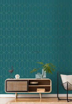 Esta Art Deco 139224 (*Gratis Lijm Actie) - Groen - Goud - Blauw