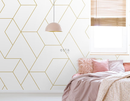 Esta Art Deco Fotobehang 158962 - Wit - Goud